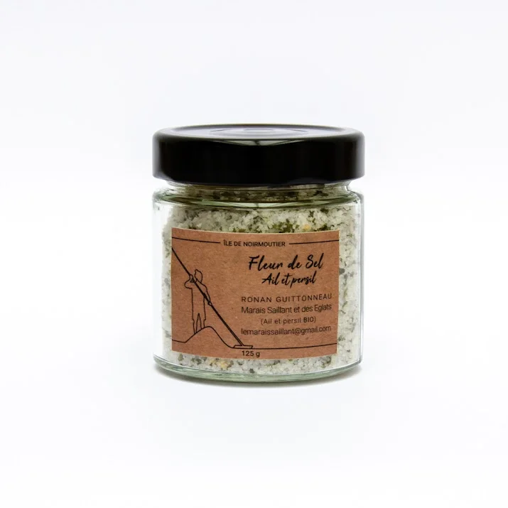 Fleur de Sel aromatisée Bio Ail Persil - Pot en verre 125 g